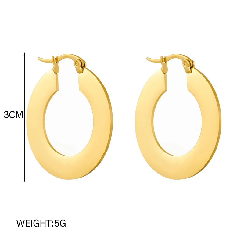 DIEYURO 316L Stainless Steel Gold Color Circle Hoop Earrings For Women Girl Fashion Ear Buckle Non-fading Jewelry Gift Party