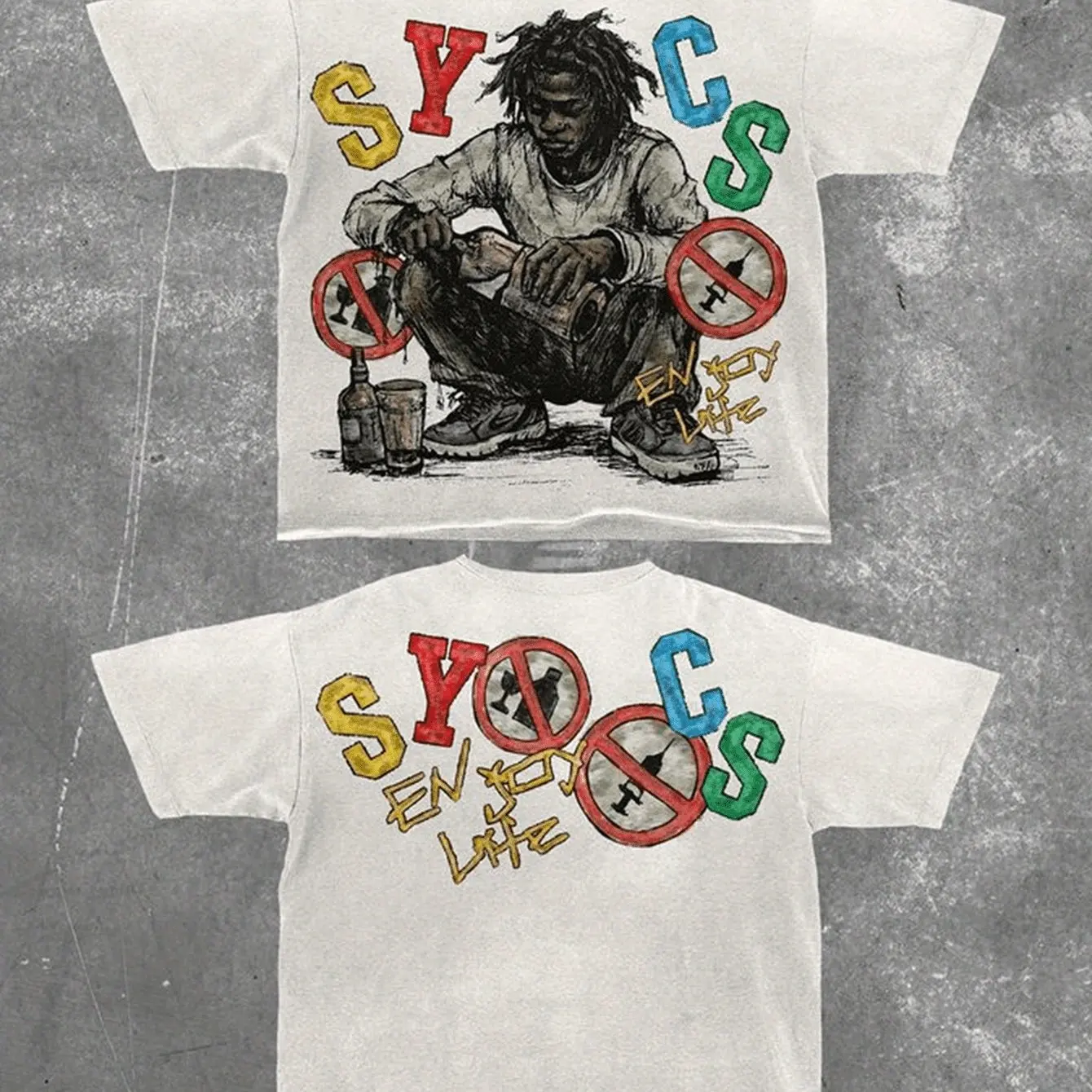 

American Street Y2K Style Directional Printing Cotton T-shirt Summer New Men and Women Retro Fashion Streetwear