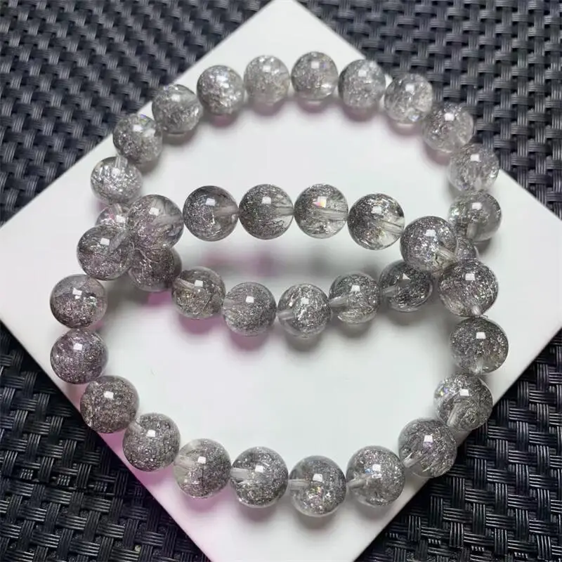 

10.5MM Natural Silver Copper Rutilated QuartzBracelet Design Stretch Polychrome Handmade Beads Healing Women Jewelry Gift 1pcs