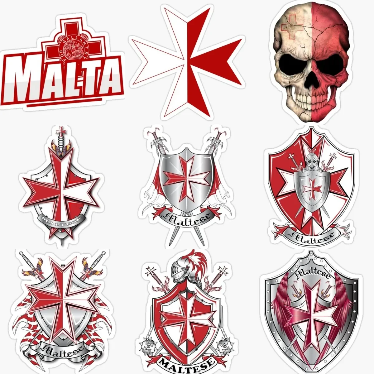 

Malta M Flag Emblem Cross Shield Paladin Creative Stickers Wall Truck Window Laptop Camper Helmet Off-road Motorcycle Car Decal