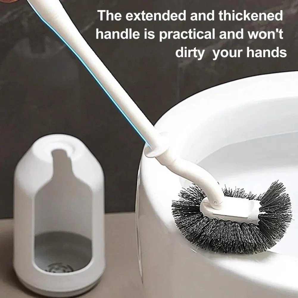 1 Set Toilet Brush with Holder Long Handle Toilet Cleaning Brush No Dead Corner Bathroom Cleaning Brush Back to School Supplies