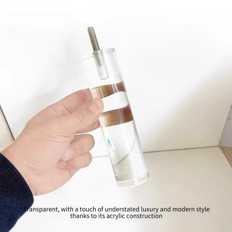 4pcs Cylindrical M8 Inch Screw Acrylic TV Cabinet Coffee Table Legs Suspended Bed Legs Bath Cabinet Legs Transparent Sofa Feets