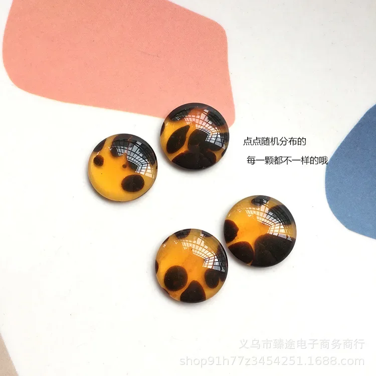 10pcs amber spots Leopard dot resin round Flat Back Cabochon For DIY Jewelry Making Accessories