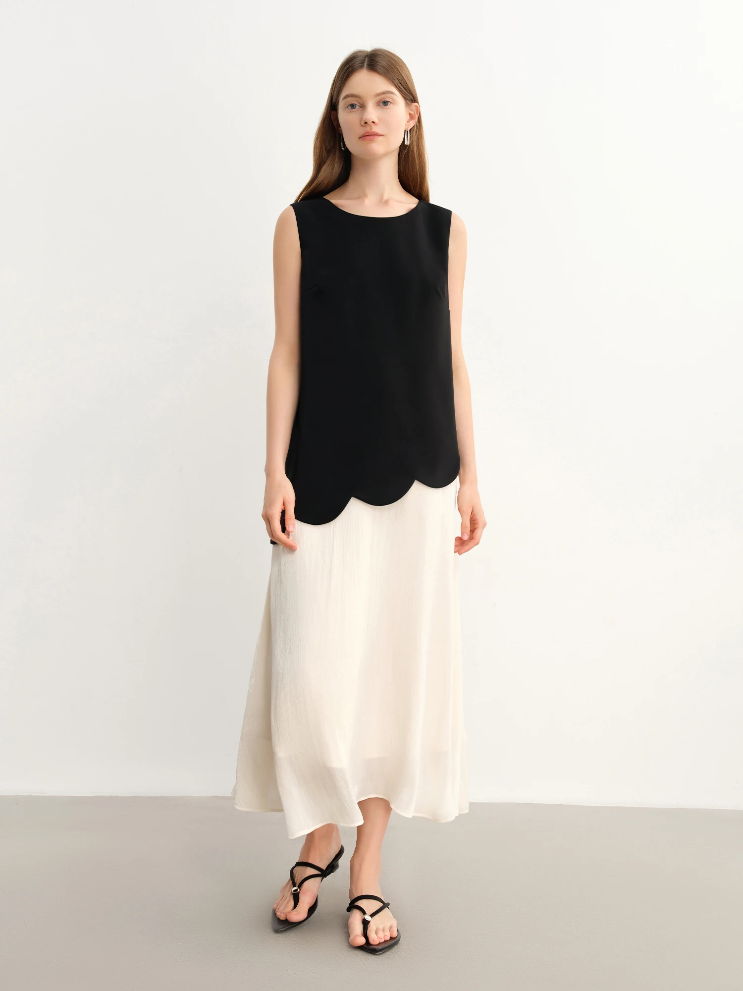 DUSHU Women's Bold Color Block Fake Two-Piece Dress Summer 2025 New Design-Sensational Youthful Chic Dress 25DS82848+25DS82793