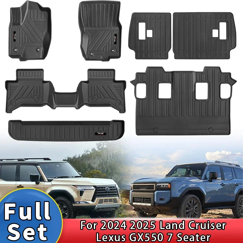 

For Land Cruiser/Lexus GX550 7Seater 2024 2025 Floor Mats Accessories Cargo Liner Backrest Mats TPE All Weather Protection Mat