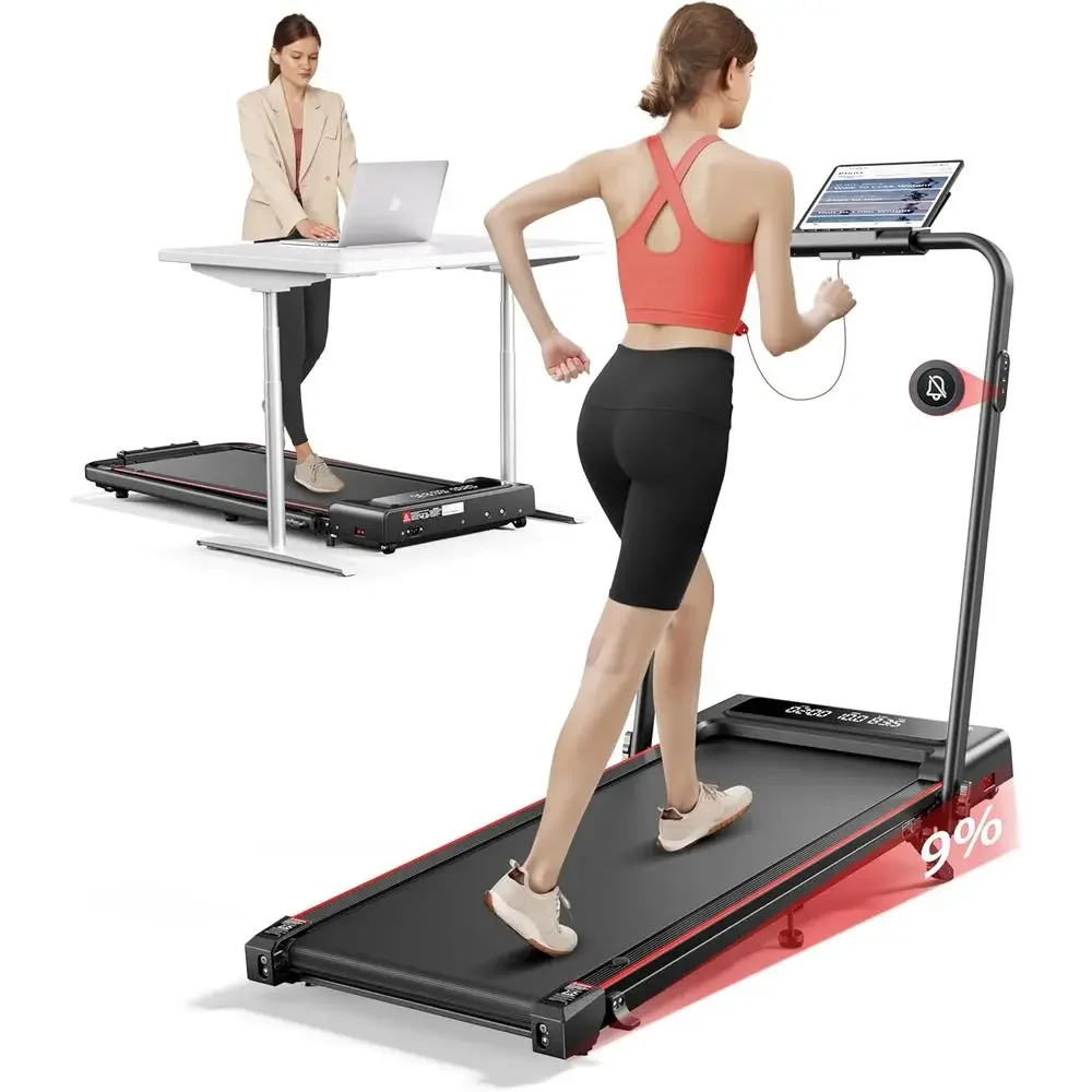 Multi-Functional Walking Pad Treadmill: Incline, Handle, Dual Display, Bluetooth Connectivity for Compact Spaces