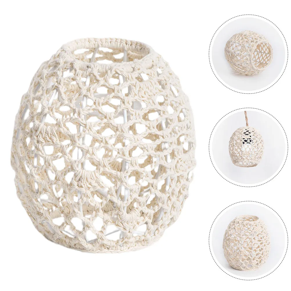 

Handwoven Bohemian Cotton Rope Lampshade Pendant Hanging Light Cover for Living Room Hotel Restaurant Decorative Ceiling Lamp