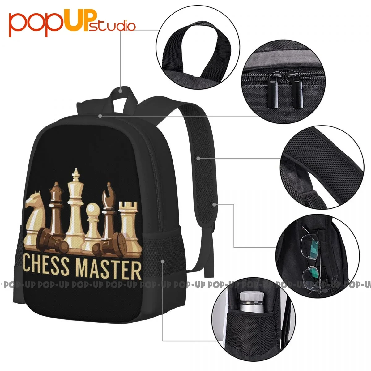 Chess Master Funny Board Game Backpack Large Capacity Gym Beach Bag Sports Bag Large Capacity