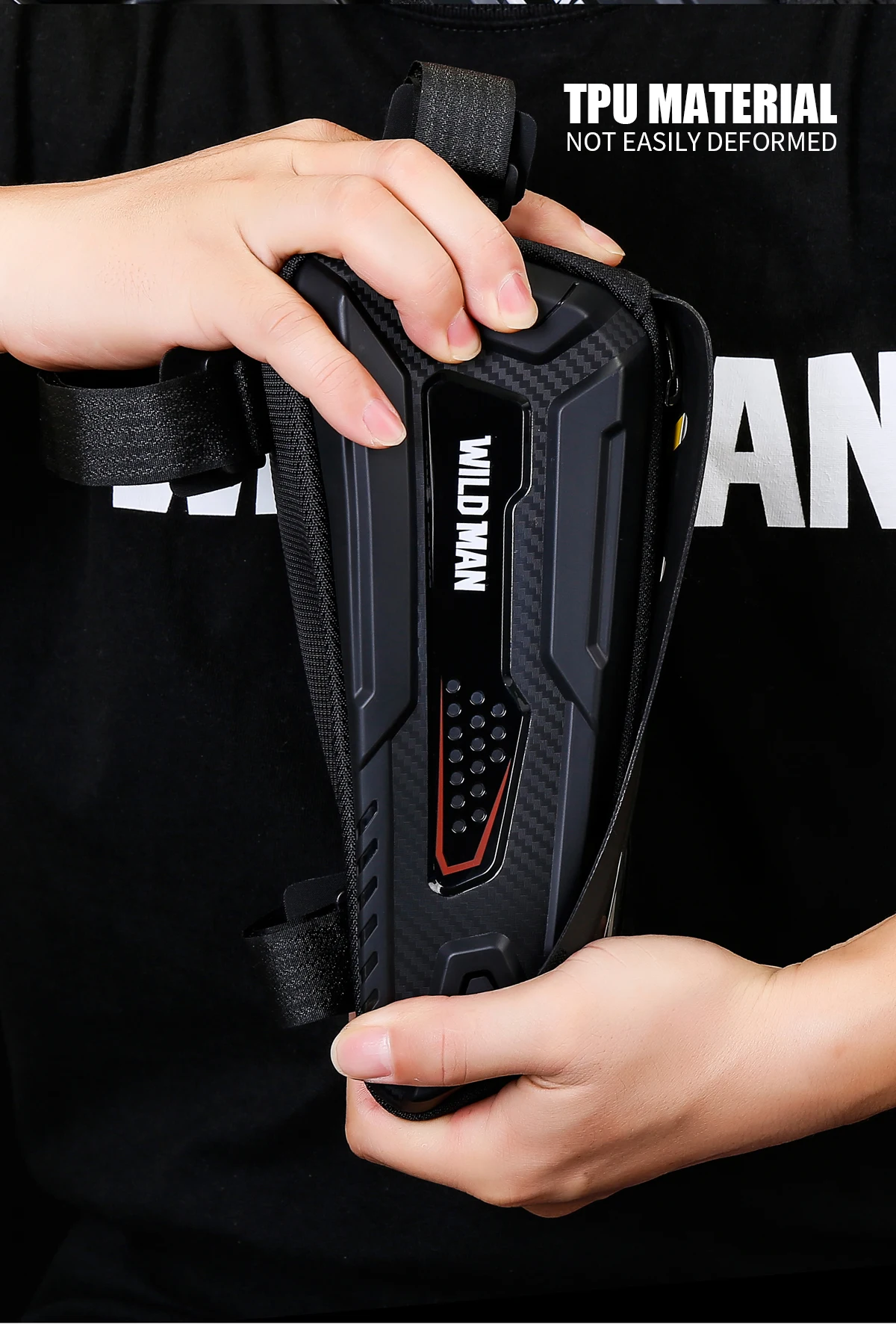 WILD MAN M90 Bicycle Top Tube Phone Bag EVA Hard Shell Touchscreen Window Double Zipper Cooling Holes Storage Mounting Straps