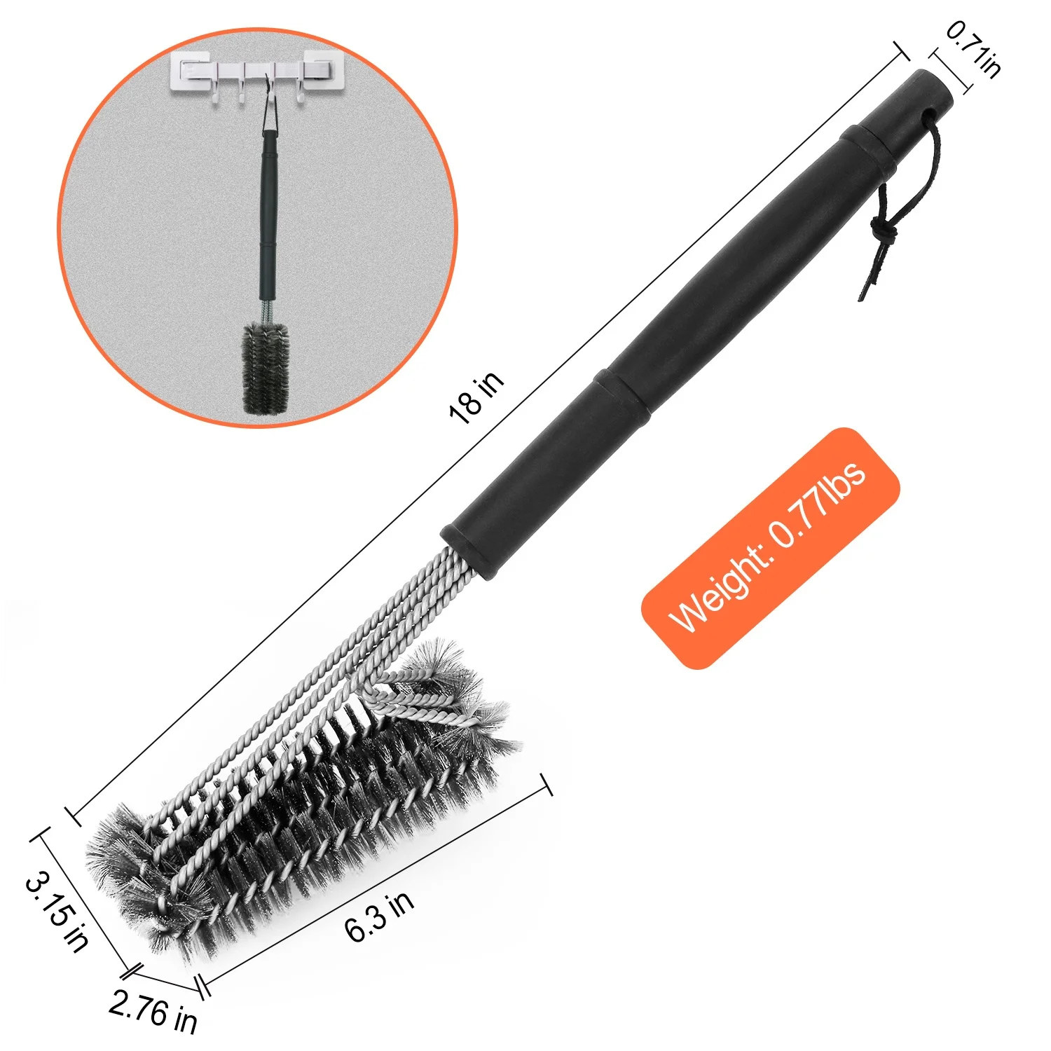 

BBQ Grill Cleaning Brush Stainless Steel Barbecue Cleaner With 18inch