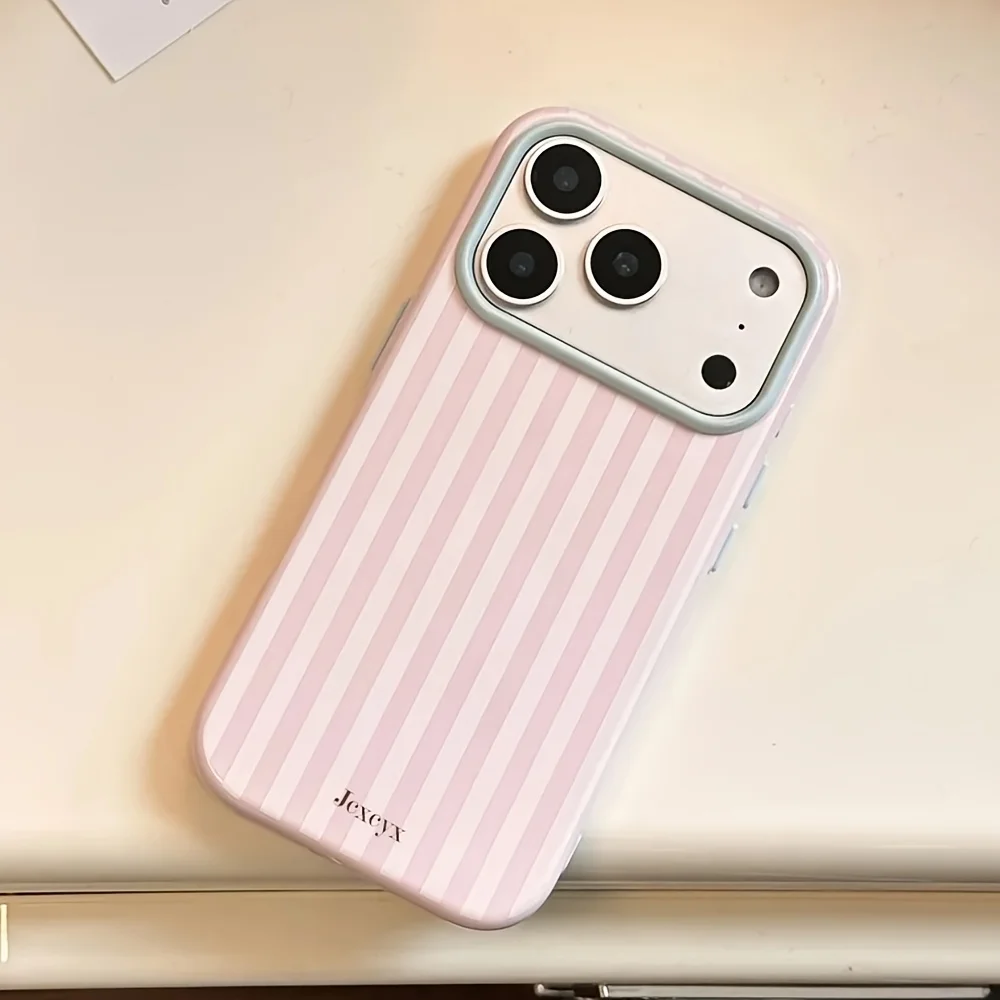 Luxury Korean Fashion Stripes Candy Color Soft Phone Case for iPhone 18 17 16 15 14 13 12 Pro Max 16E Shockproof Silicone Cover view 2