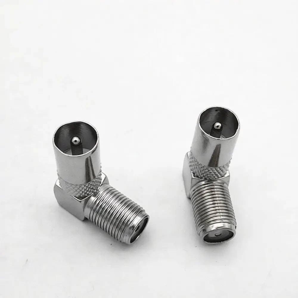 F Female To 9 5mm TV Male Connector Right Angle Adapter Metallic RF Signal Converter Plug For Digital