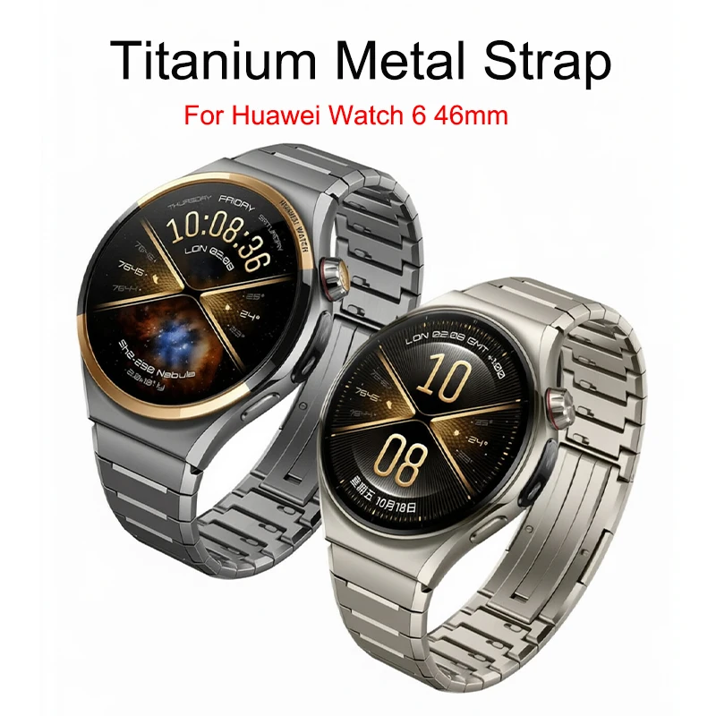 Titanium Watchband for Huawei Watch 6 46mm Ultra Light Bracelet Alternative Premium Crafted Link Strap Quick Release Buckle 22mm