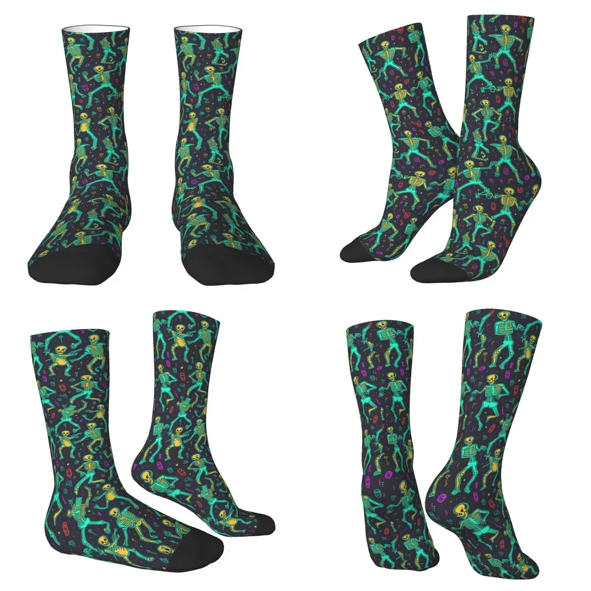 

Dancing Colorful Little Skeletons Socks Harajuku High Quality Stockings All Season Long Socks for Unisex Valentine's Day Gifts