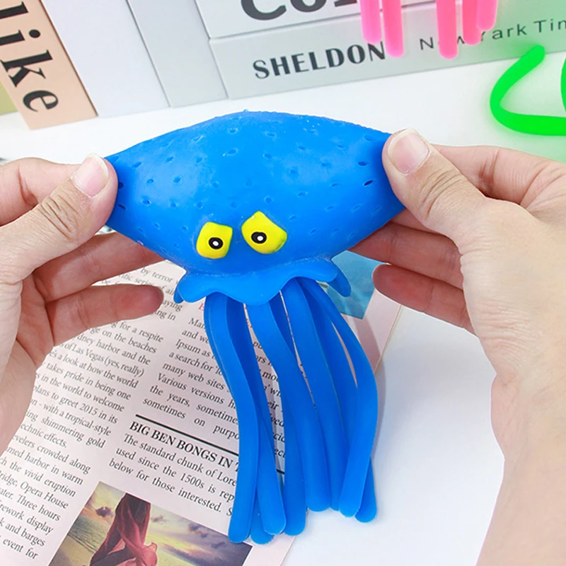 Summer Water Splashing Octopus Marine Animal Decompression Toy Children's Baby Beach Bathing toy TPR Rubber Octopus Pinch Happy