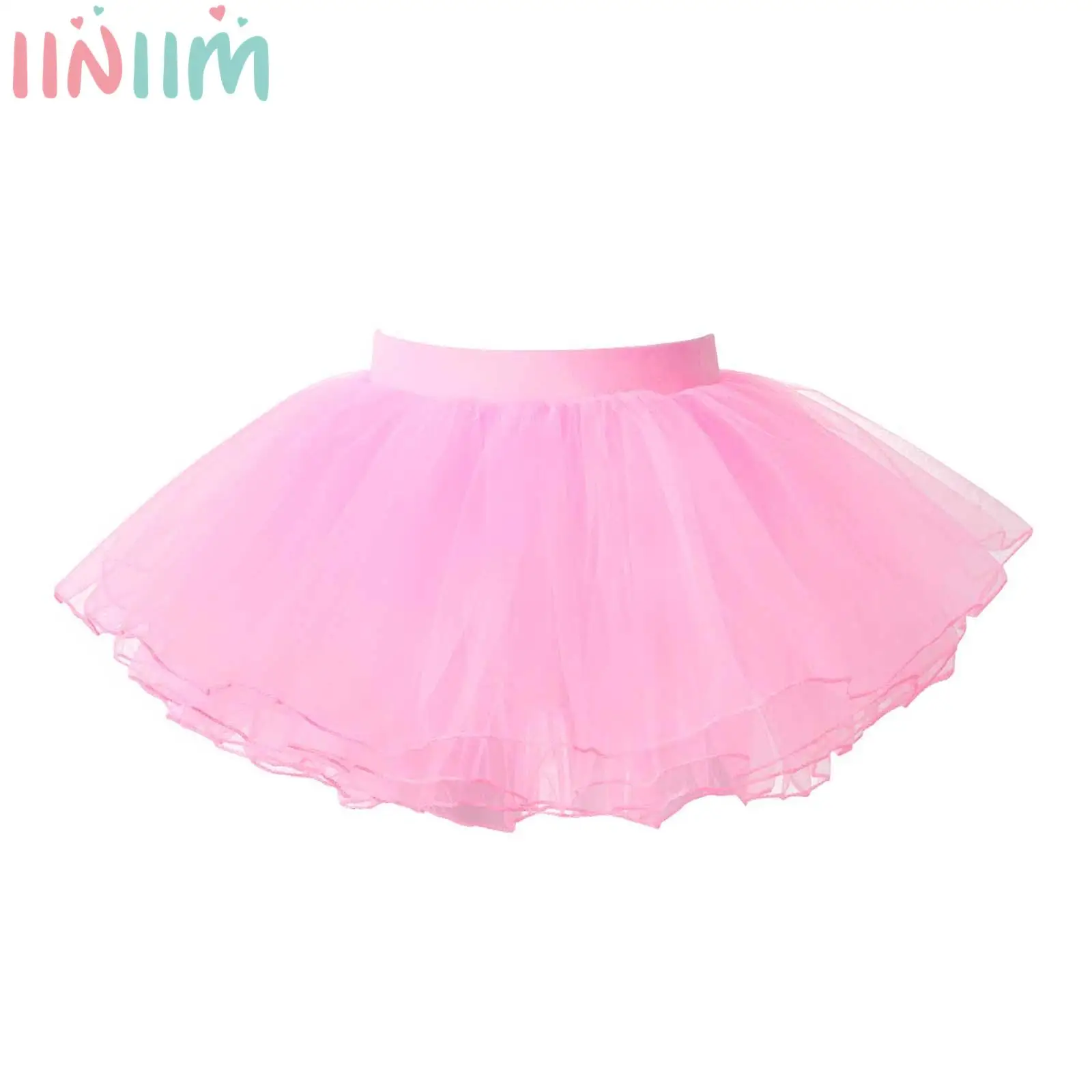 

Kid Girls Ballet Dance Tulle Skirts Chiffon Layered Elastic Waistband Tutu Skirt Dancewear Skating Stage Performance Skirts