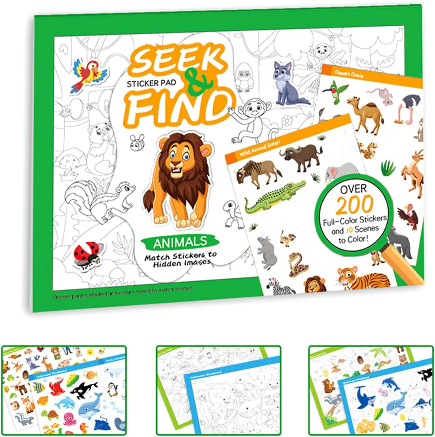 

Sticker Book for Children Aged 3-6 Years Old Early Childhood Education Fun DIY Search and Find Animal Sticker Book