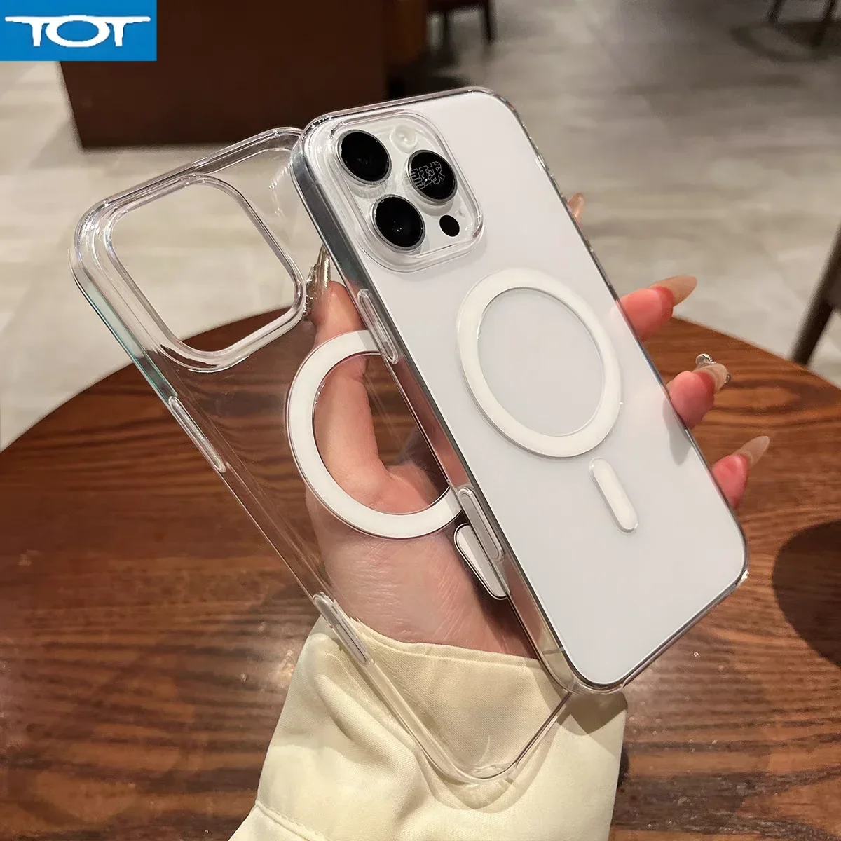 

OEM прозрачный чехол для телефона MagSafe из ПК для iPhone 16 Pro Max, кнопка захвата управления камерой, магнитная беспроводная прозрачная задняя крышка