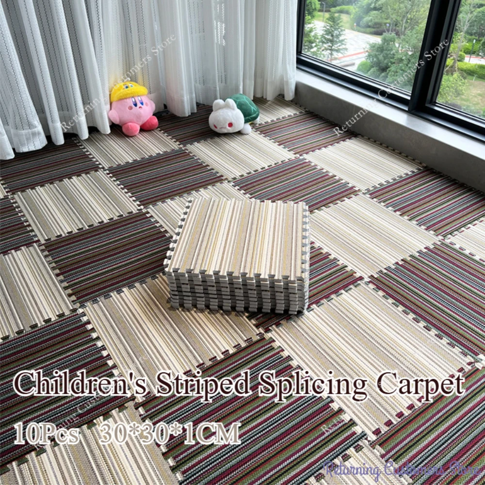 

10 шт., цветной детский напольный ковер-головоломка, детский ковер Bebe, матрас в полоску, взаимосвязанный спортивный коврик для детей, игровой коврик в помещении, 30x30x1 см