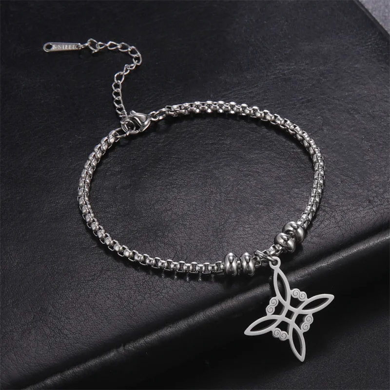 Vintage pulseira de aço inoxidável para homens Mulheres Witch Knot Witchcraft Pingente Homem Pulseira Jóias pulseiras homme Presentes De Aniversário