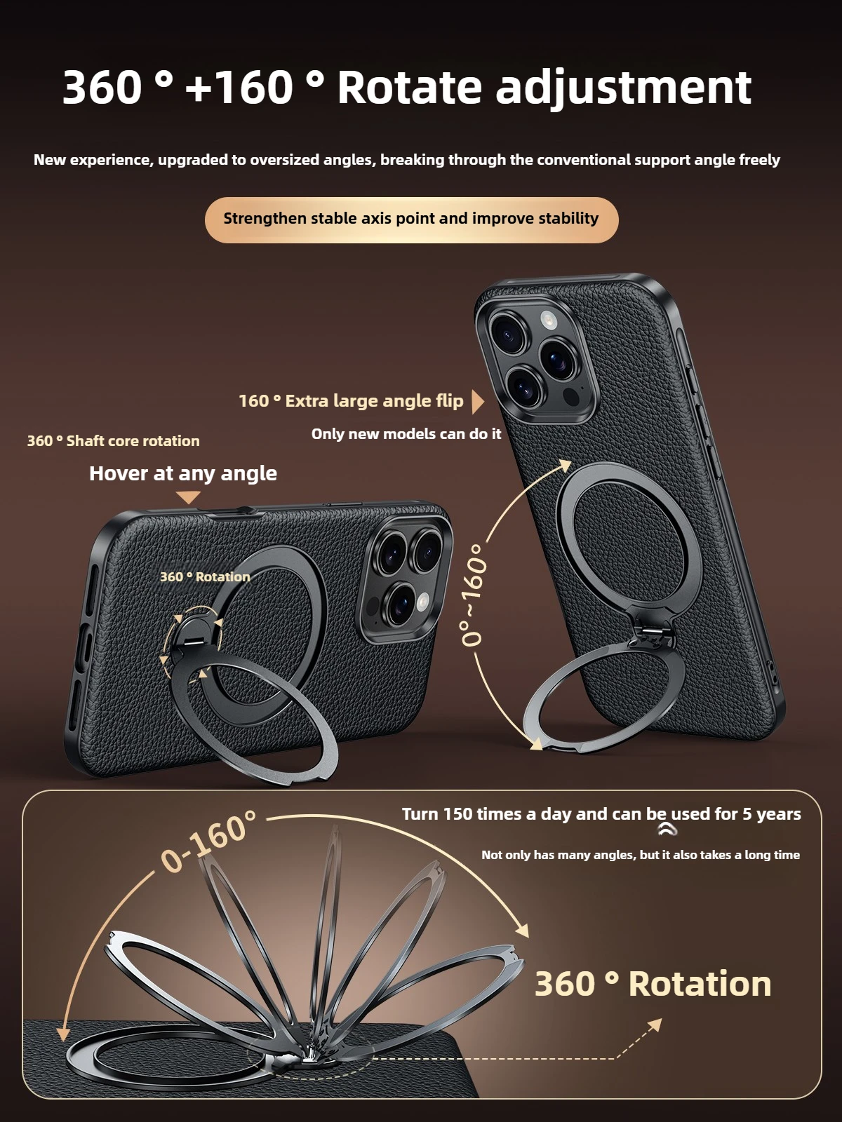 

【Магнитная подставка】для iPhone 16 Pro Max, новый противоударный чехол из натуральной кожи для iPhone 15Pro с вращающимся поворотом для iPhone 15 Pro Max