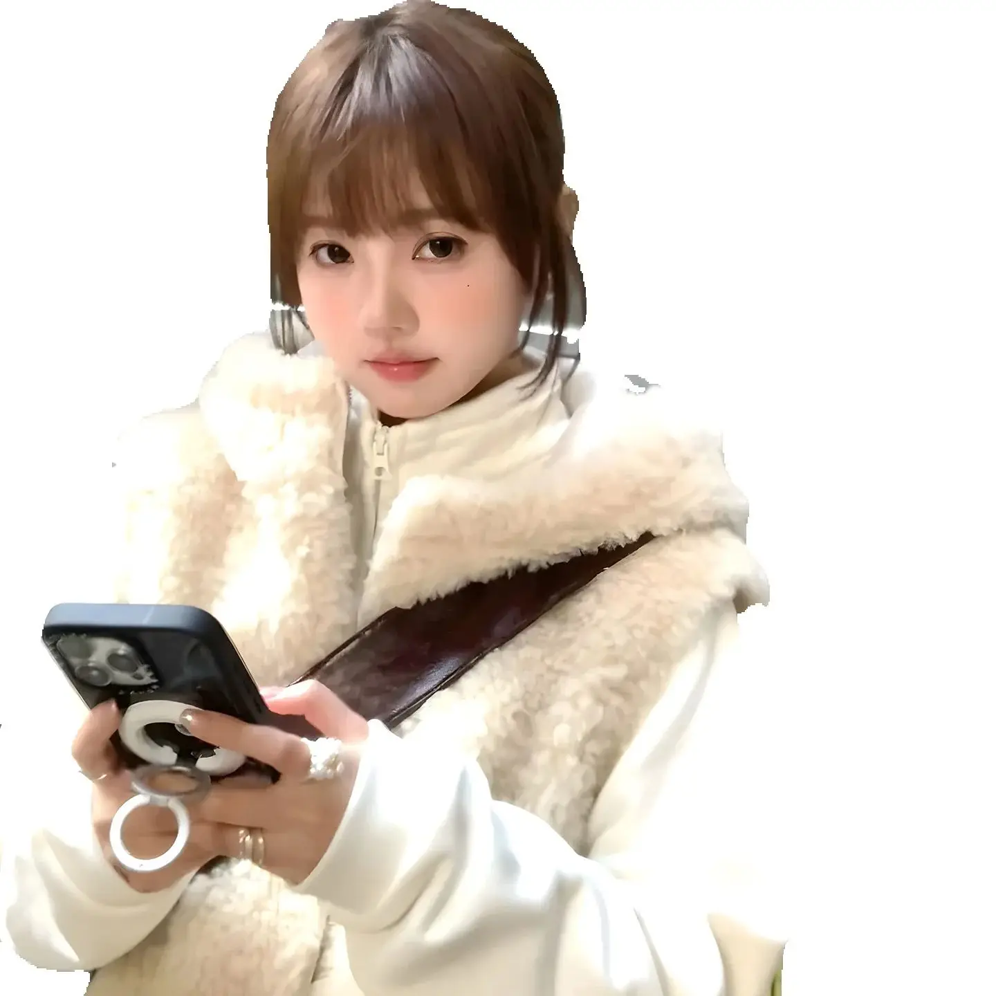 سترة فرو من قطعة واحدة للنساء لخريف وشتاء 2025 سترة جديدة بقلنسوة من جلد الخراف بدون أكمام معطف فرو