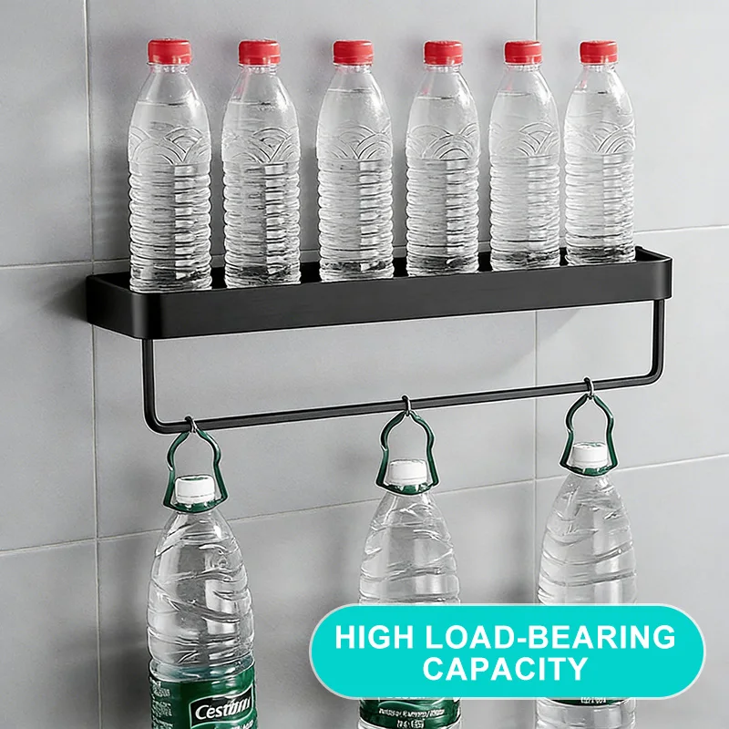 Punch-free Black Bath Shelves Bathroom Shelf Nail-free Shampoo Holder Shelves Storage Shelf Rack Bathroom Basket Holder ML1018
