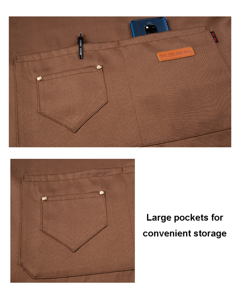 1pc Thickened Waterproof Wear-resistant Canvas Apron With Pockets Durable Crossback Adjustable Apron