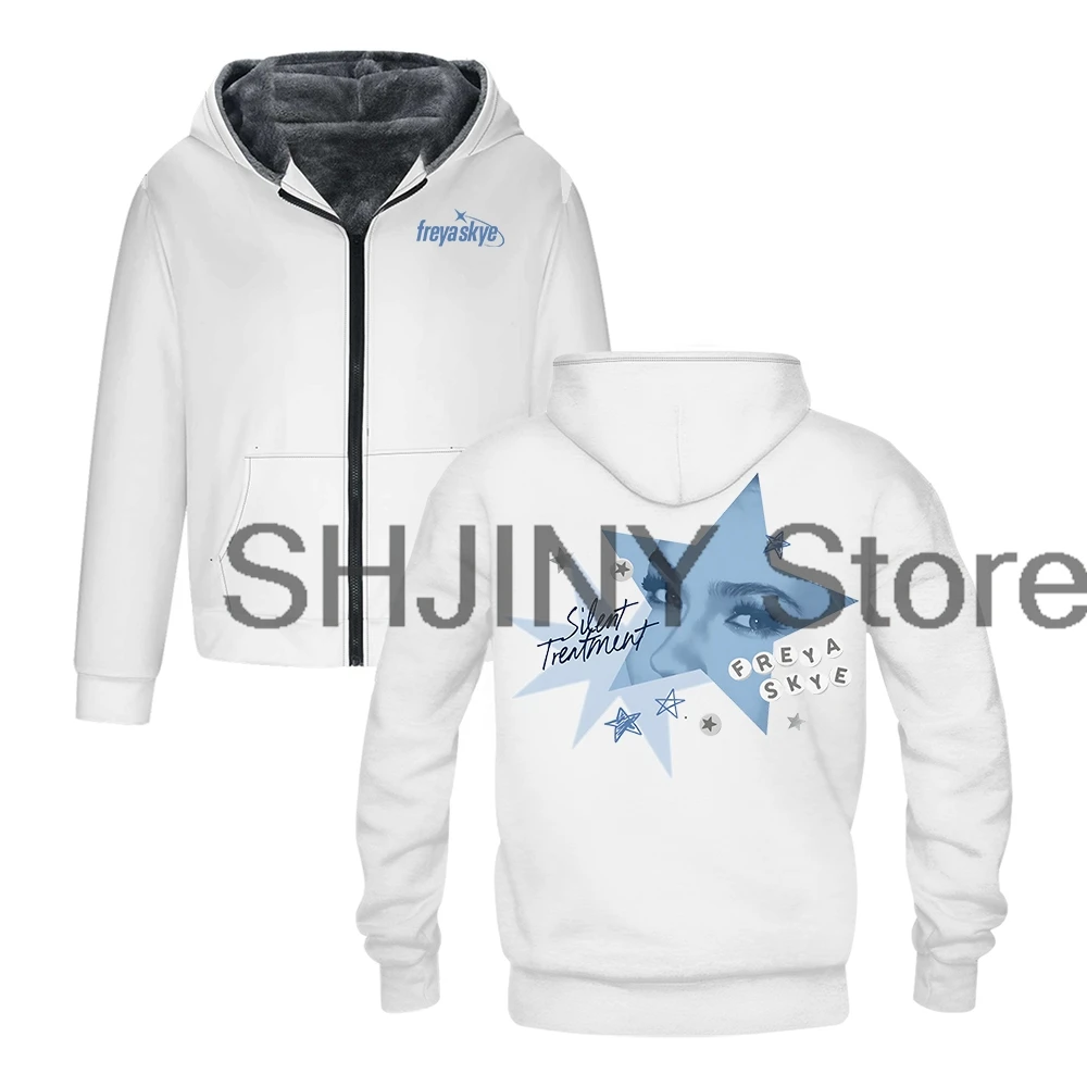 

Freya Skye Silent Treatment Hooded Jacket Parkas Unisex Long Sleeve Zip Up Hoodies Men Women Winter Outerwear Coat