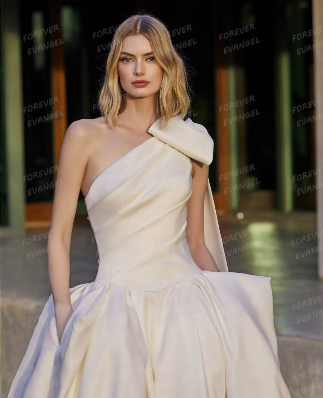 

Simple Wedding Dresses Woman A Line Bride Gowns Sexy One Shoulder Sleeveless Backless Sweep Train Customized Vestidos De Novia