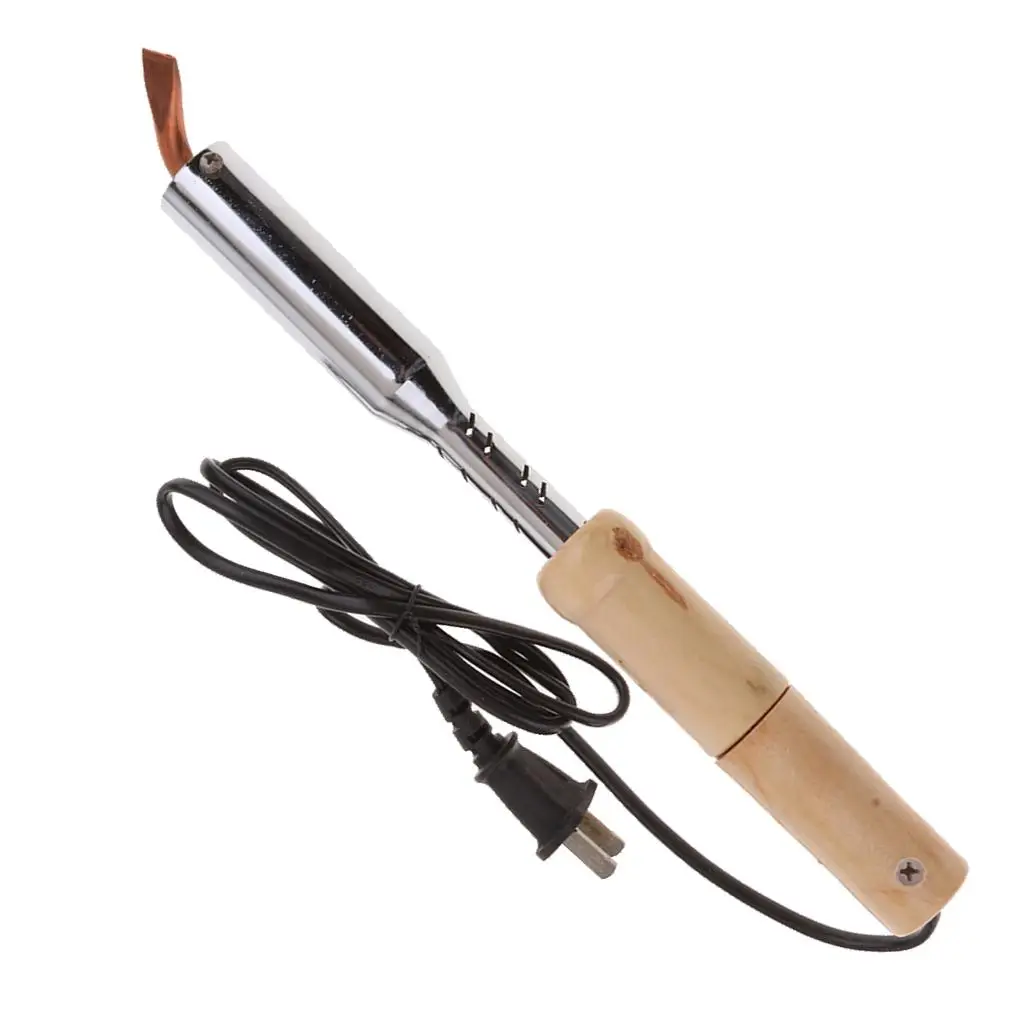 100W Electric Soldering Iron Wooden Handle Precision Welding Tool High Efficiency for Metal Repairs