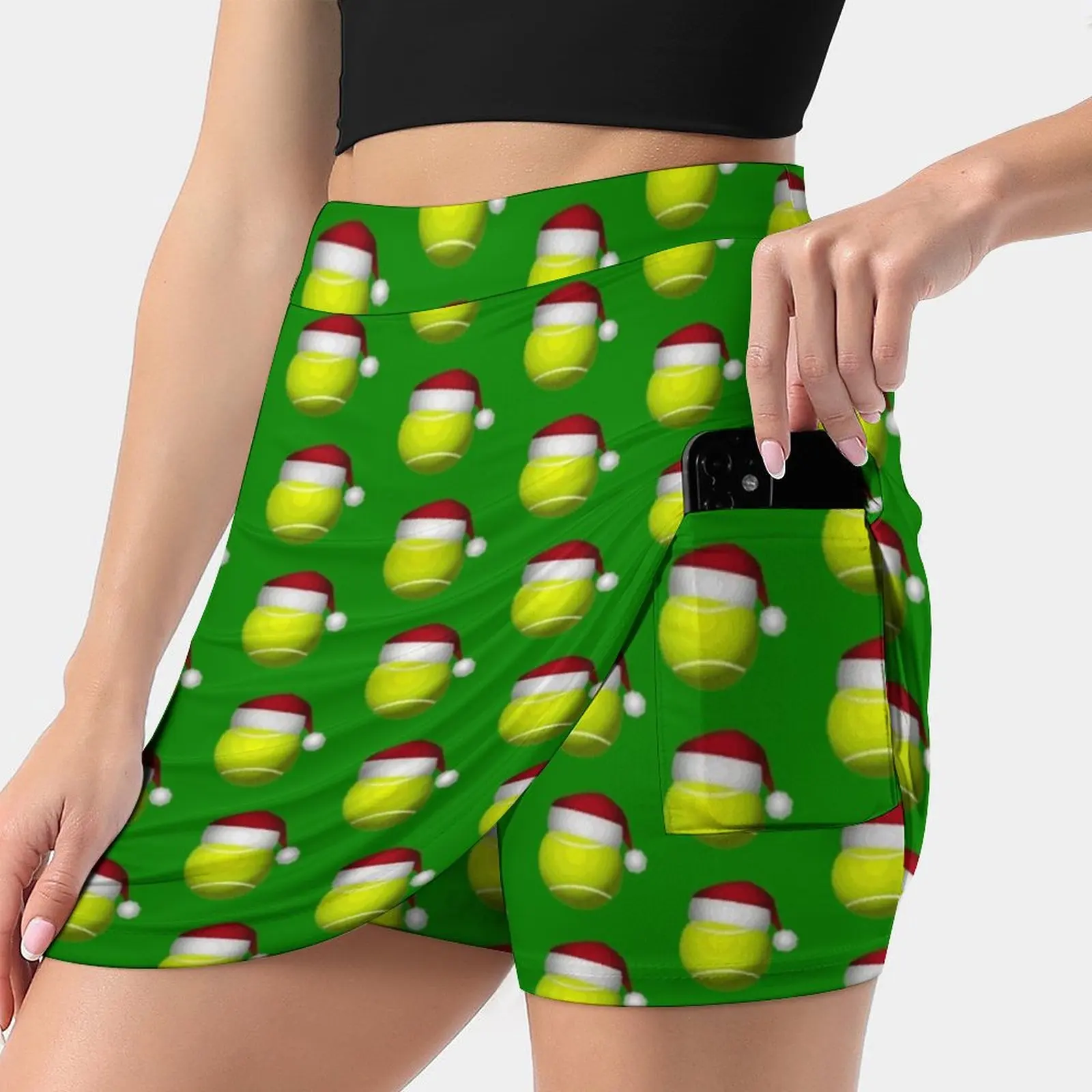 Christmas Tennis Ball Women's skirt Mini Skirts A Line Skirt With Hide Pocket Tennis Tennis Ball Tennis Racket Tennis Rackets