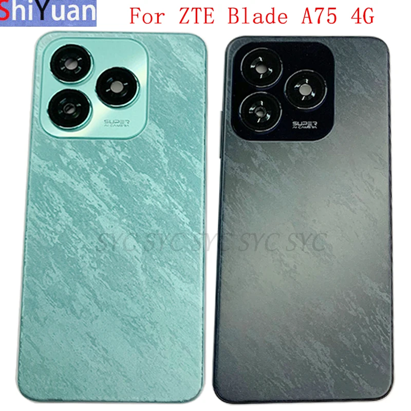 ฝาครอบแบตเตอรี่ด้านหลังเคสสำหรับ A75 ZTE Blade ฝาครอบด้านหลัง4G พร้อมอะไหล่เปลี่ยนโลโก้กรอบกลาง