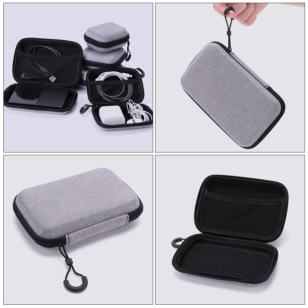 2 Pcs Multifunctional Storage Bag Case Portable Cable Organizer Microphone Grey Tablet Electronic Product Travel