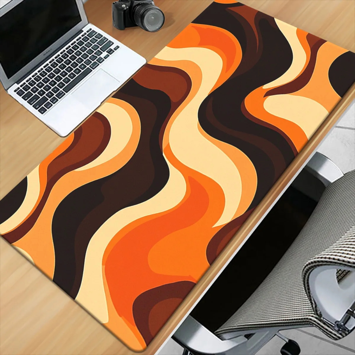 CIFBUY Abstract Orange Black Pattern Mouse  Mat Non Slip Rubber Base Stitched Edge Washable for PC Laptop Office Home Decor Gift
