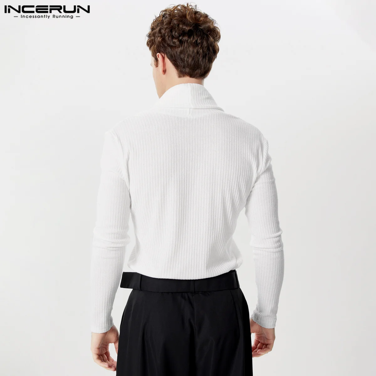 Incerun Männer Pullover einfarbig V-Ausschnitt Langarm Streetwear Männer Kleidung gestrickt Herbst 2024 Fitness Mode Freizeit pullover