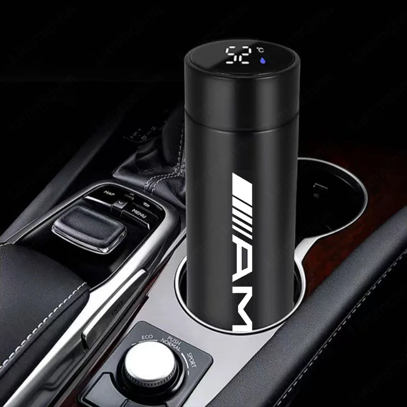 For Mercedes Benz AMG GLA CLA W210 W168 W220 A B C E S Class 500ml Smart Water Bottle Stainless Steel Thermos Flasks Coffee Cup