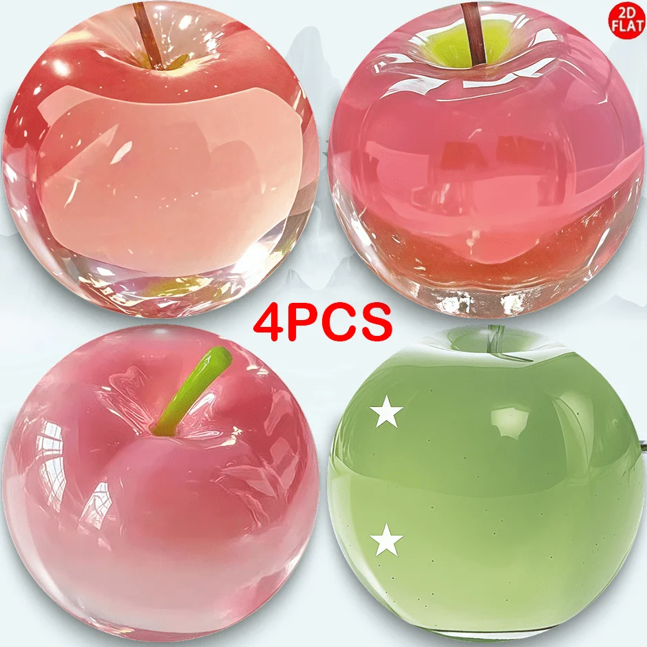 

4PCS/set (2D FLAT) Crystal Clear Apple Fashion Brooch/Badge/Pin - Fun ideas for family, classmates and friends, for backpacks, anime badges, hat decorations, gift ideas, trendy accessories, playful designs, high quality pins, fine craftsmanship