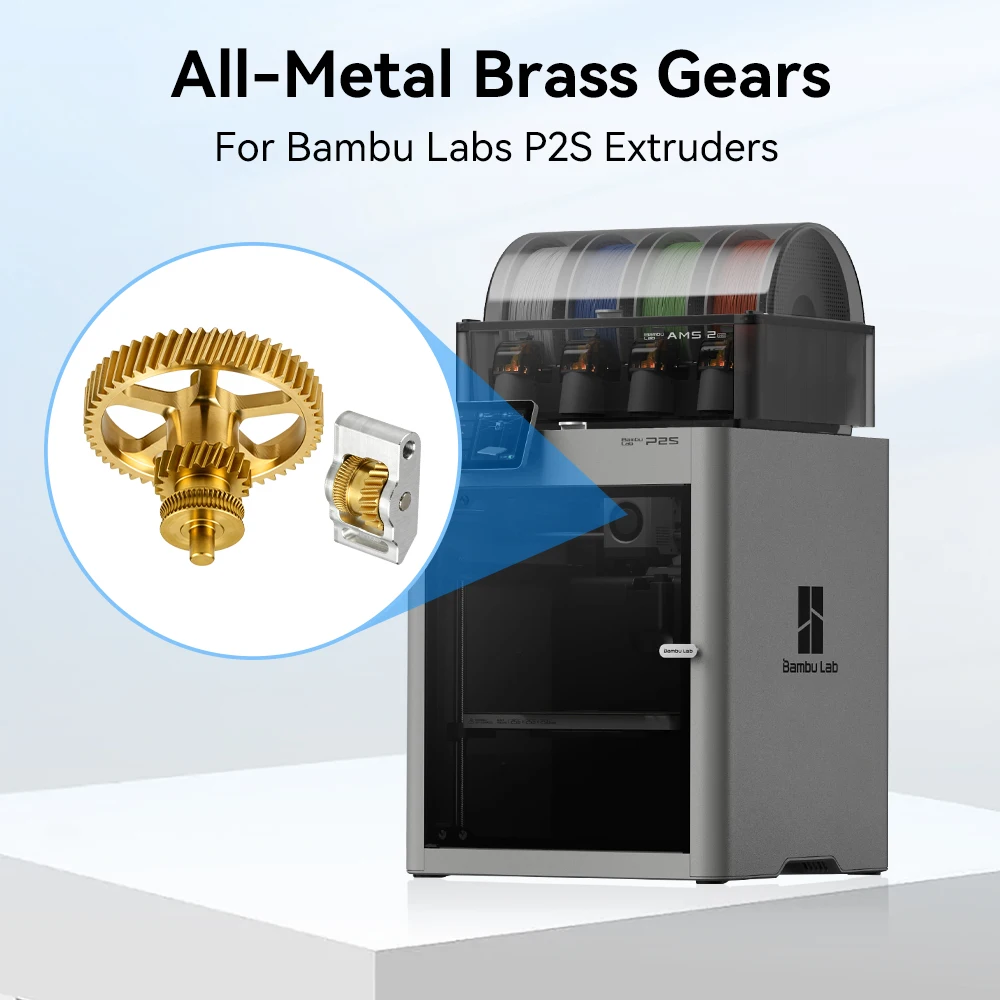 For Bambu Lab P2S Gear Kit Integrated Upgrade Full Metal Brass Extruder Gear Kit For Bambulab P2S 3D Printer Replacement Parts
