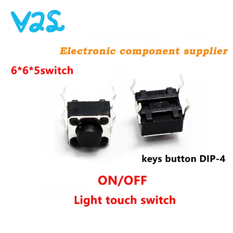 

(1000pcs) 100% New 6*6*5mm Light touch switch DIP4 ON/OFF Touch button Touch micro switch 6*6*5 keys button DIP-4 4pin