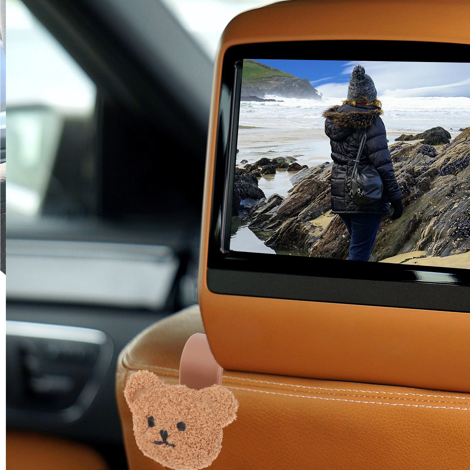 2 قطعة مسند الرأس بالمقعد السيارة السنانير دائم مادة البولي بروبيلين تخزين متعدد الوظائف للمفاتيح أكياس المظلات السيارات مقعد السنانير سيارة الداخلية