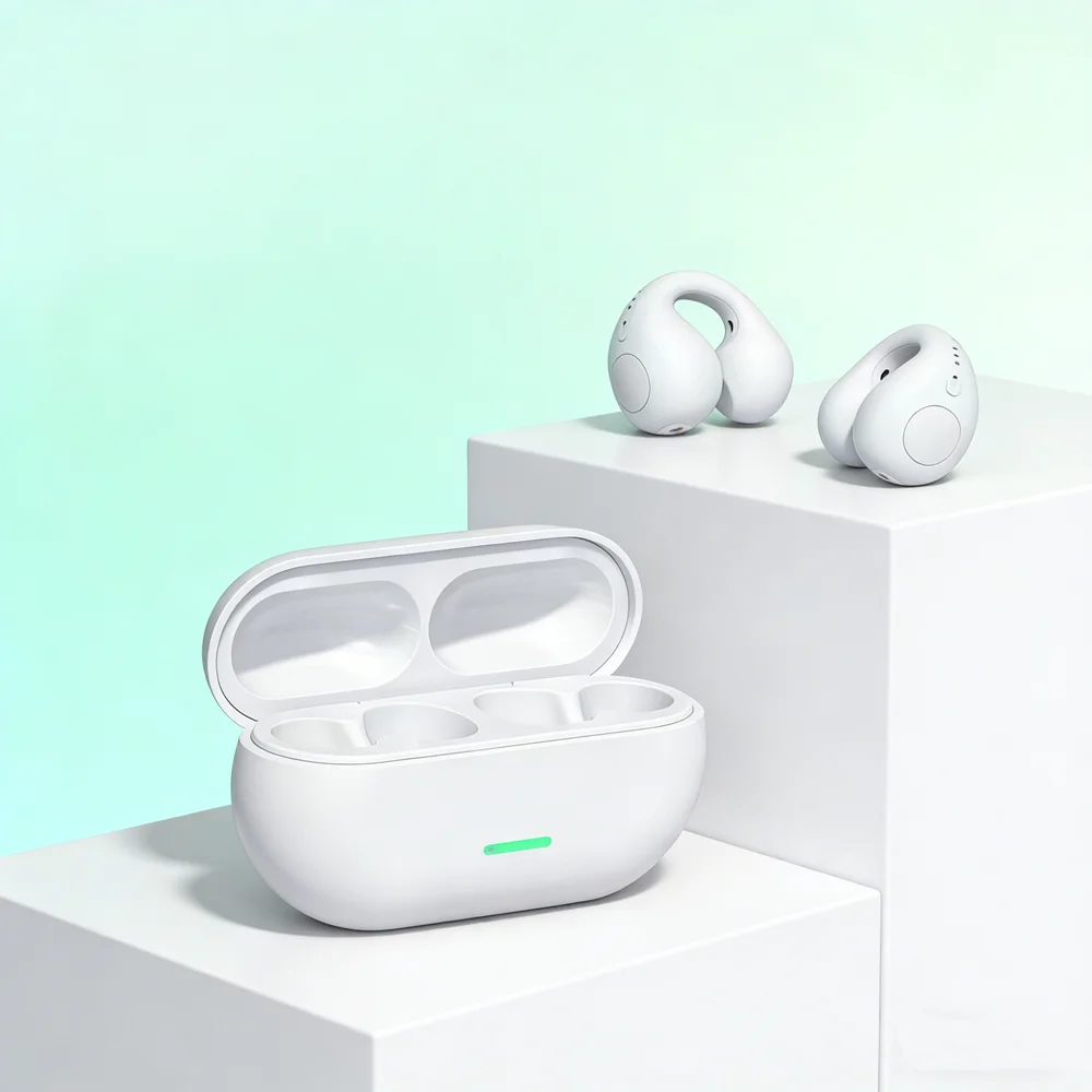 Auriculares Bluetooth T75 5.3, auriculares inalámbricos de conducción ósea, auriculares con clip para música, deportes y juegos, compatibles con teléfonos inteligentes
