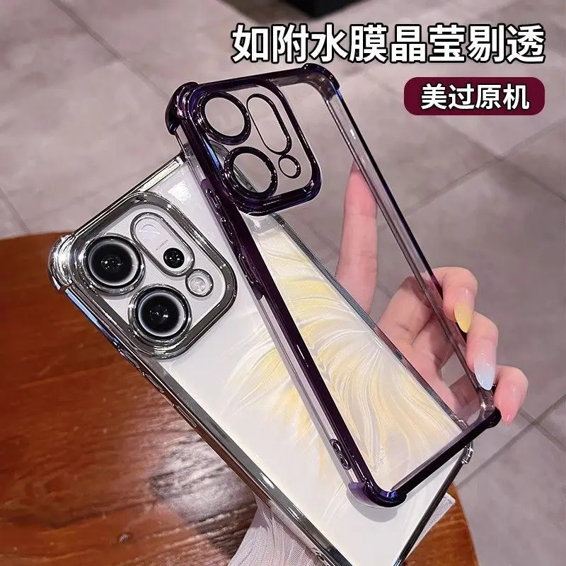 For OPPO Reno 14F 13F 14 13 pro  Case Luxury electroplated airbag transparent silicone TPU Cover For OPPO Reno14F  Bumper Funda