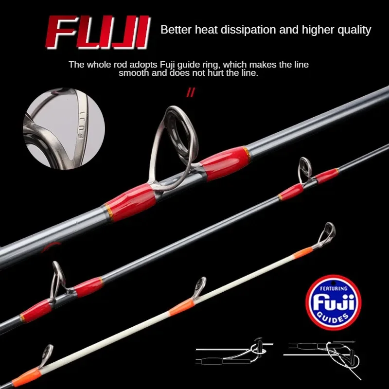 Boat Fishing Lure Fishing Rod Carbon Ultra Light Ultra Hard Ship Electric Winch Rod Solid Rod Tip Fuji Guide Ring Lure 100g-500g