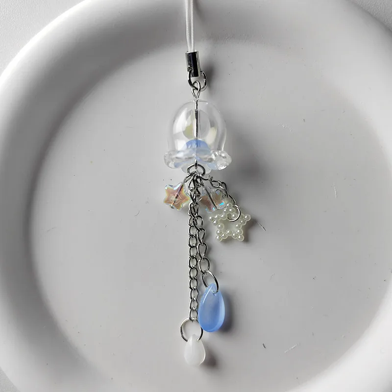 Handmade jellyfish beaded phone charm y2k star fairy core keychain