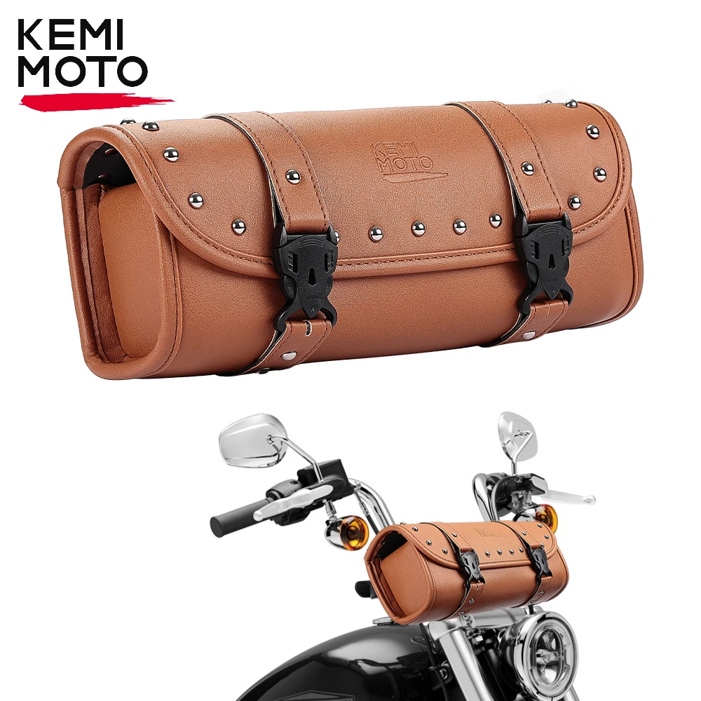 

Motorcycle Tool Fork Bag Retro PU Leather Universal Saddlebag Front Fork Handlebar Sissybar Storage Pouch Motorcycle Roll Bags