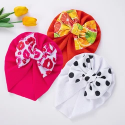 Flower Print Bullet Baby Turban Hats Lips Dot Daily Korean Caps Infant Boys Girls Headwraps Headwear Bohemia Kids Headdress