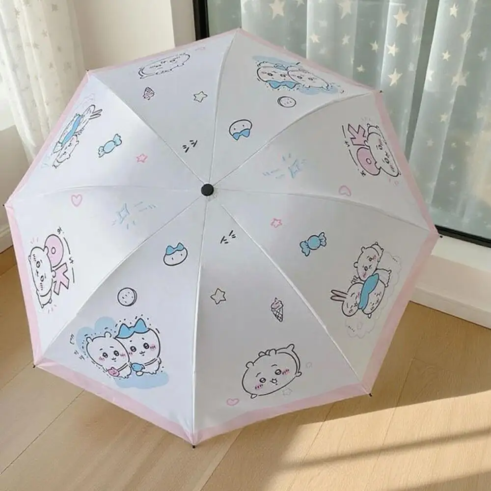 Cartoon Chiikawa Automatic Manual Parasol Anime Hachiware Kawaii Folding Sun Protection Umbrella Girls Rainy Umbrella Portable view 3
