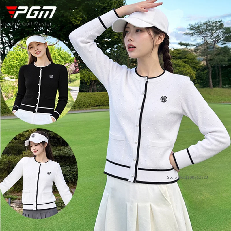 Pgm New Casual Golf Sweater Women Fashion Knitted Sweater Cardigan Ladies Autumn Winter Warm Button Jacket Golf Coat