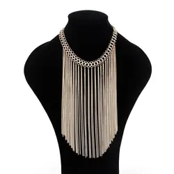 2024 European and American fashion fringe necklace women's metal chain accessories